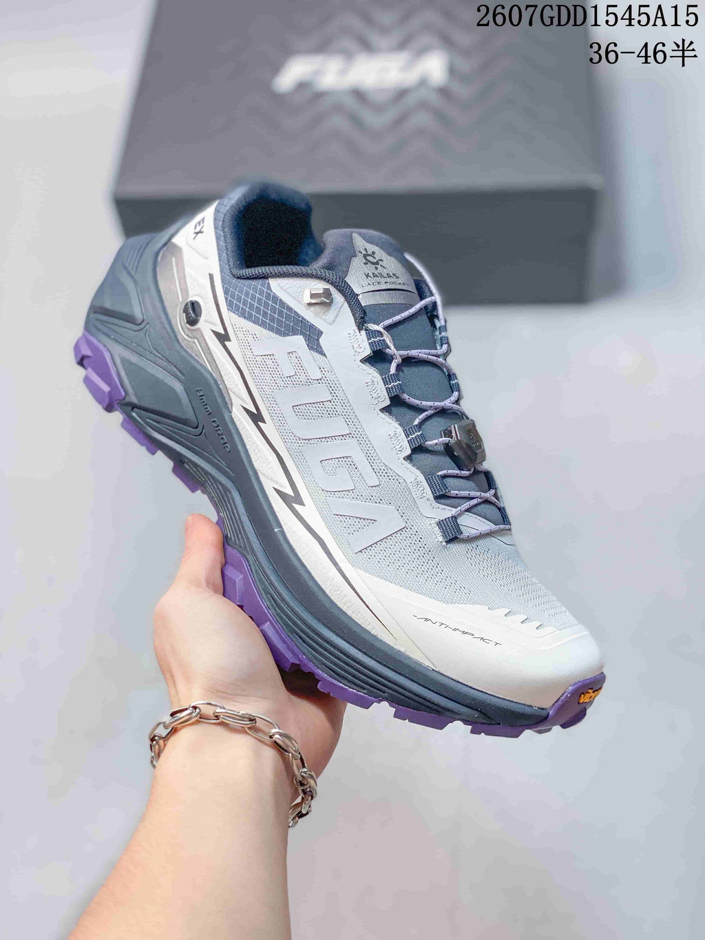 KAILAS FUGA EX3 BOA Hiking Sneakers in Gray White Purple - product image from the listing.