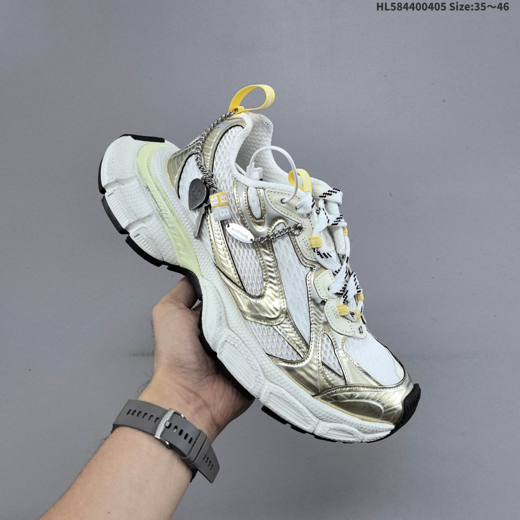 White and Metallic Gold Balenciaga Phantom Sneakers - product image from the listing.
