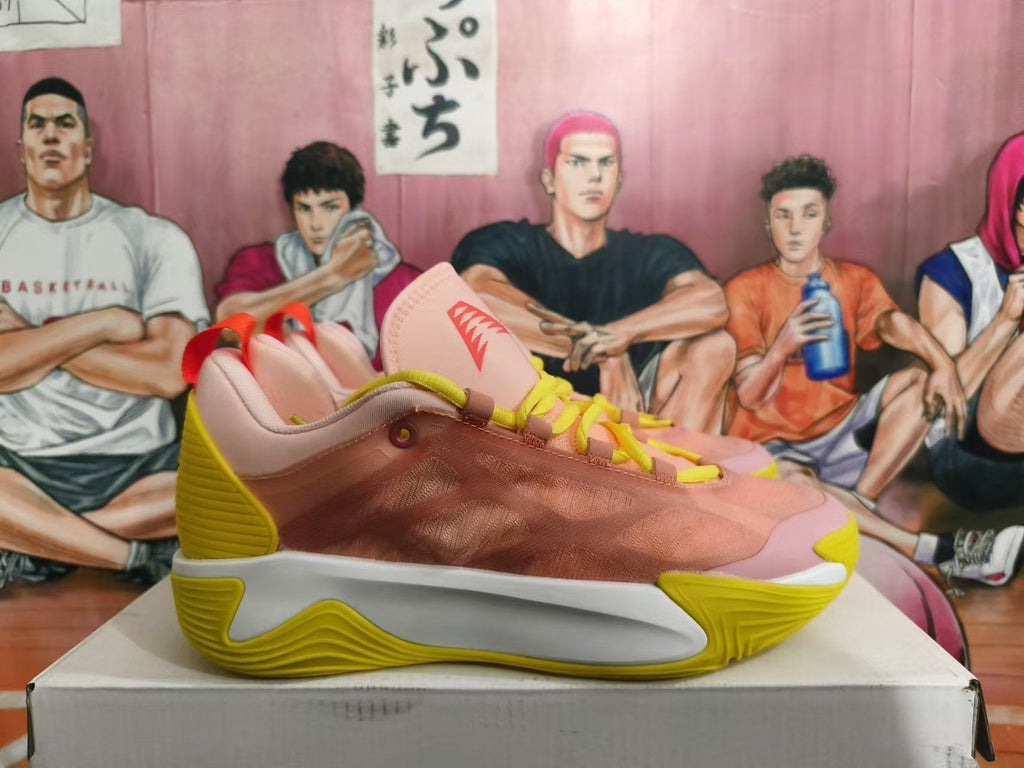 Pink and Yellow Basketball Sneakers - product image from the listing.