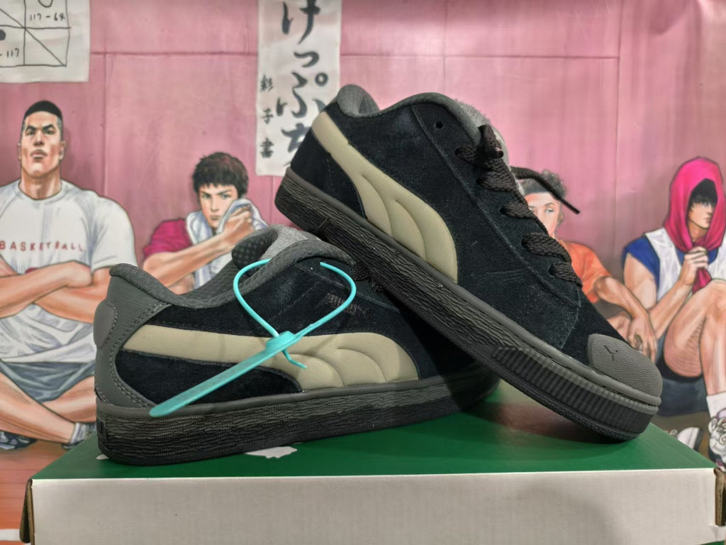 Black and Taupe Puma Suede Sneakers - product image from the listing.