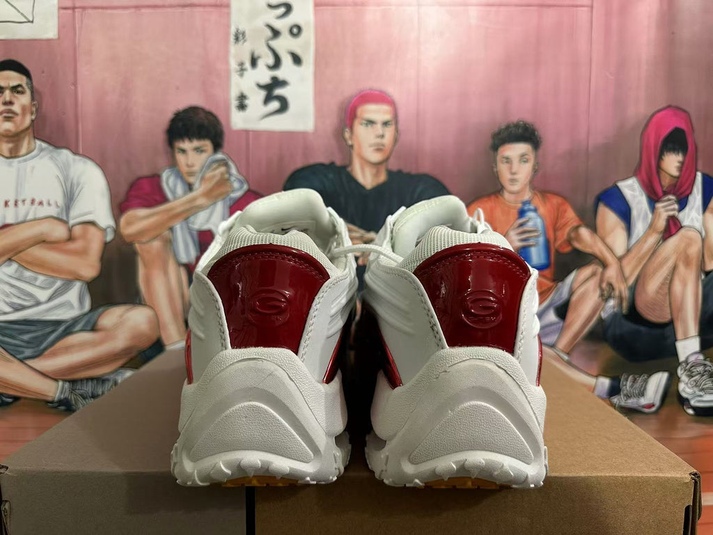 White and Red Sculpted Trainers - product image from the listing.
