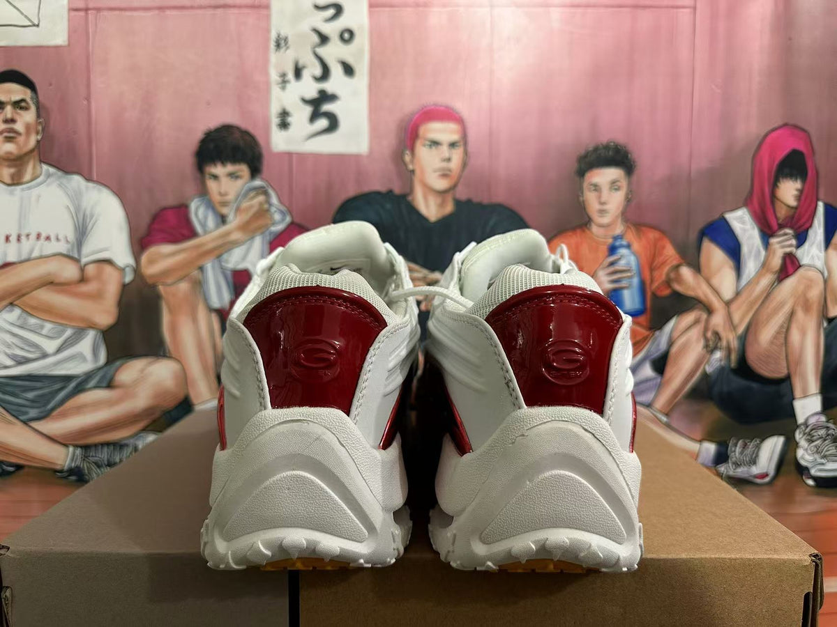 White and Red Sculpted Trainers - product image from the listing.