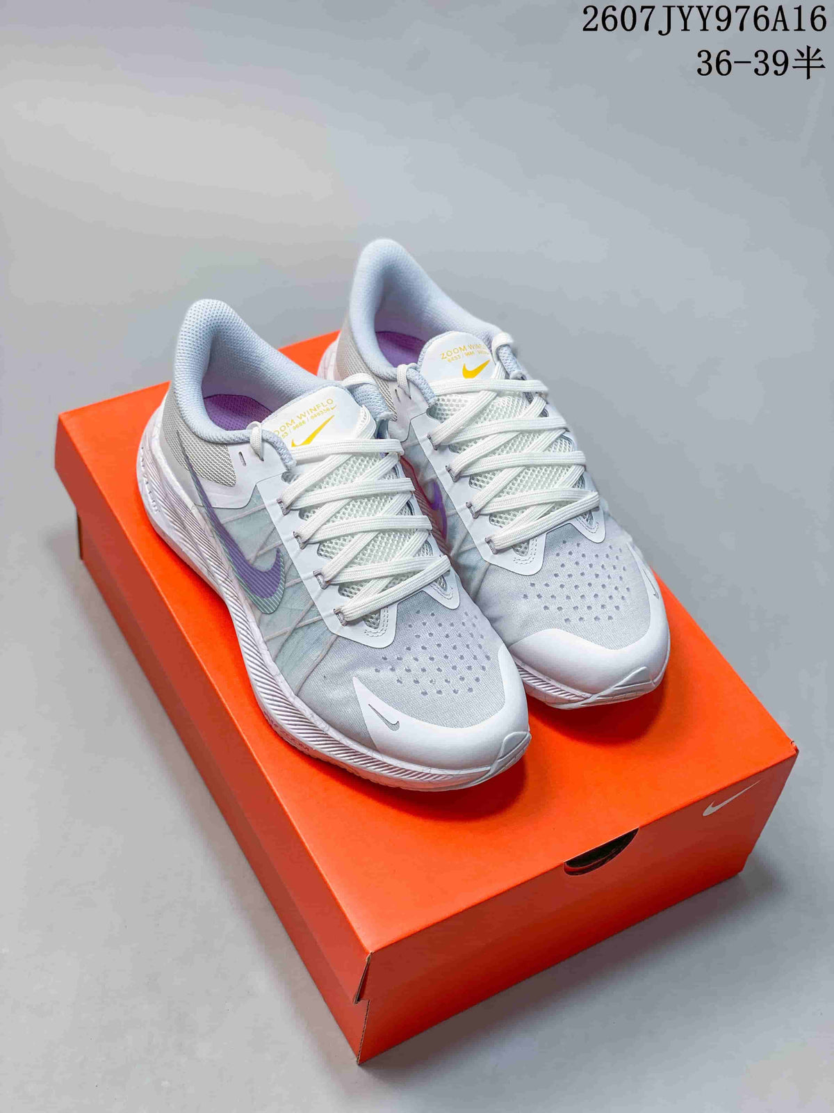 Women's Nike Zoom Winflo 8 Running Shoes White Grey - product image from the listing.