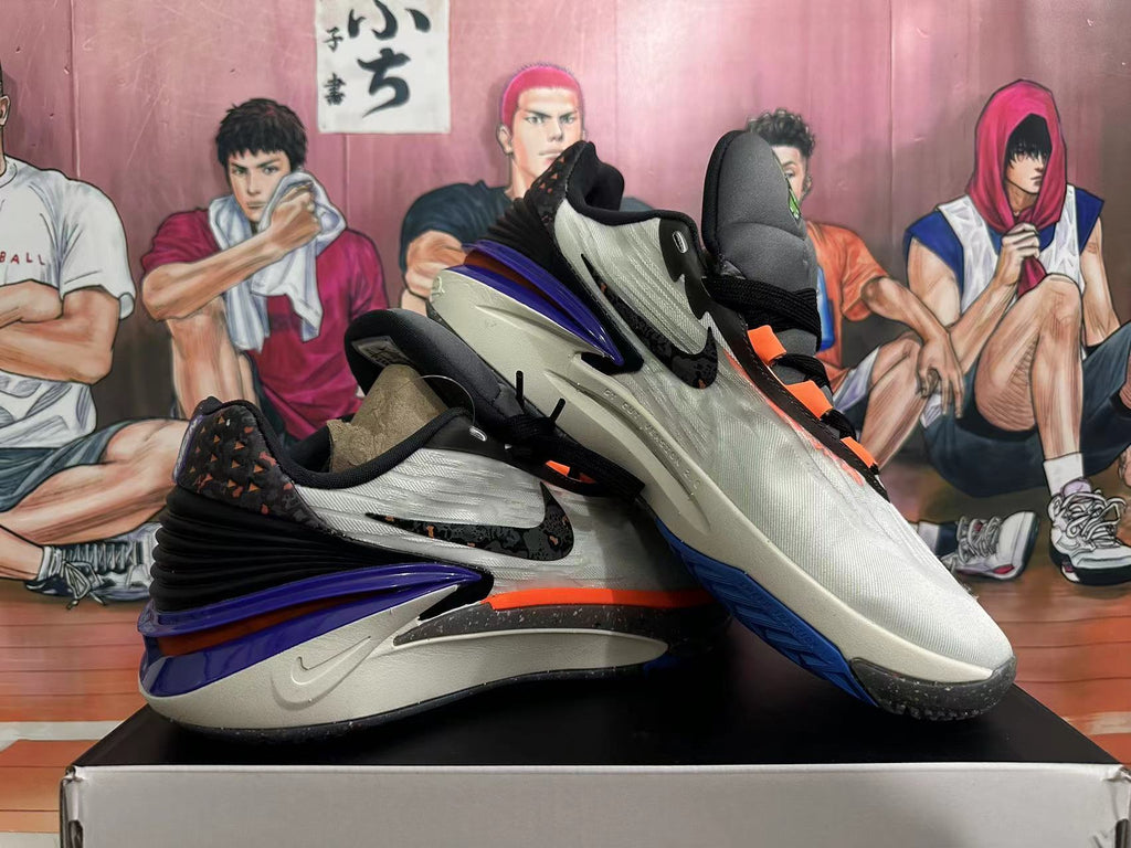 Nike Basketball Shoes in White, Gray, in Orange and Purple - product image from the listing.
