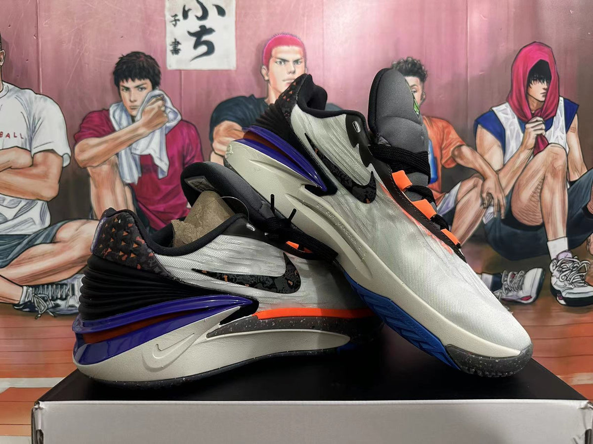 Nike Basketball Shoes in White, Gray, in Orange and Purple - product image from the listing.