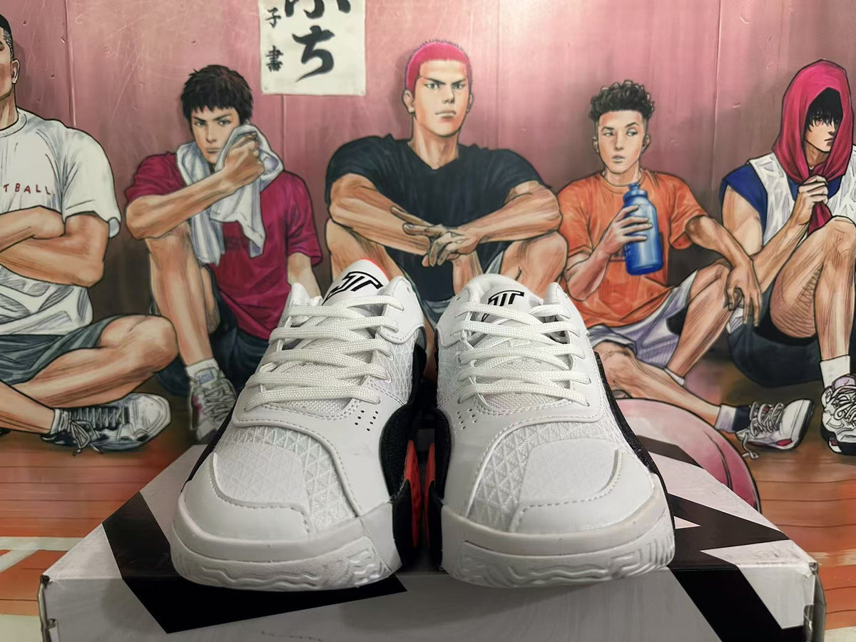 Jordan Basketball Sneakers in White Black Red - product image from the listing.
