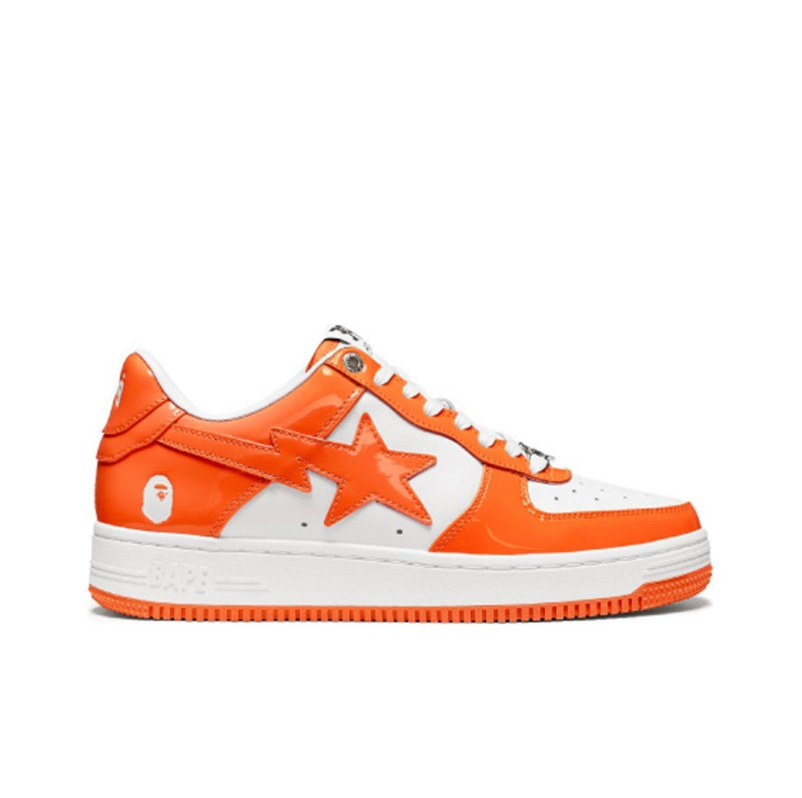 A Bathing Ape BAPE STA Low Sneakers in White Orange - product image from the listing.