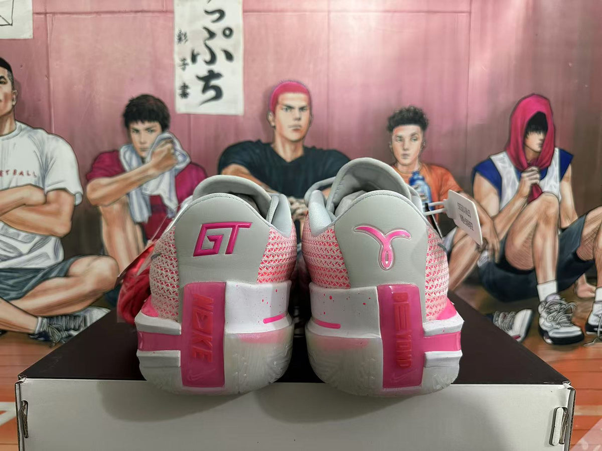Gray and Pink Nike GT Basketball Shoes - product image from the listing.