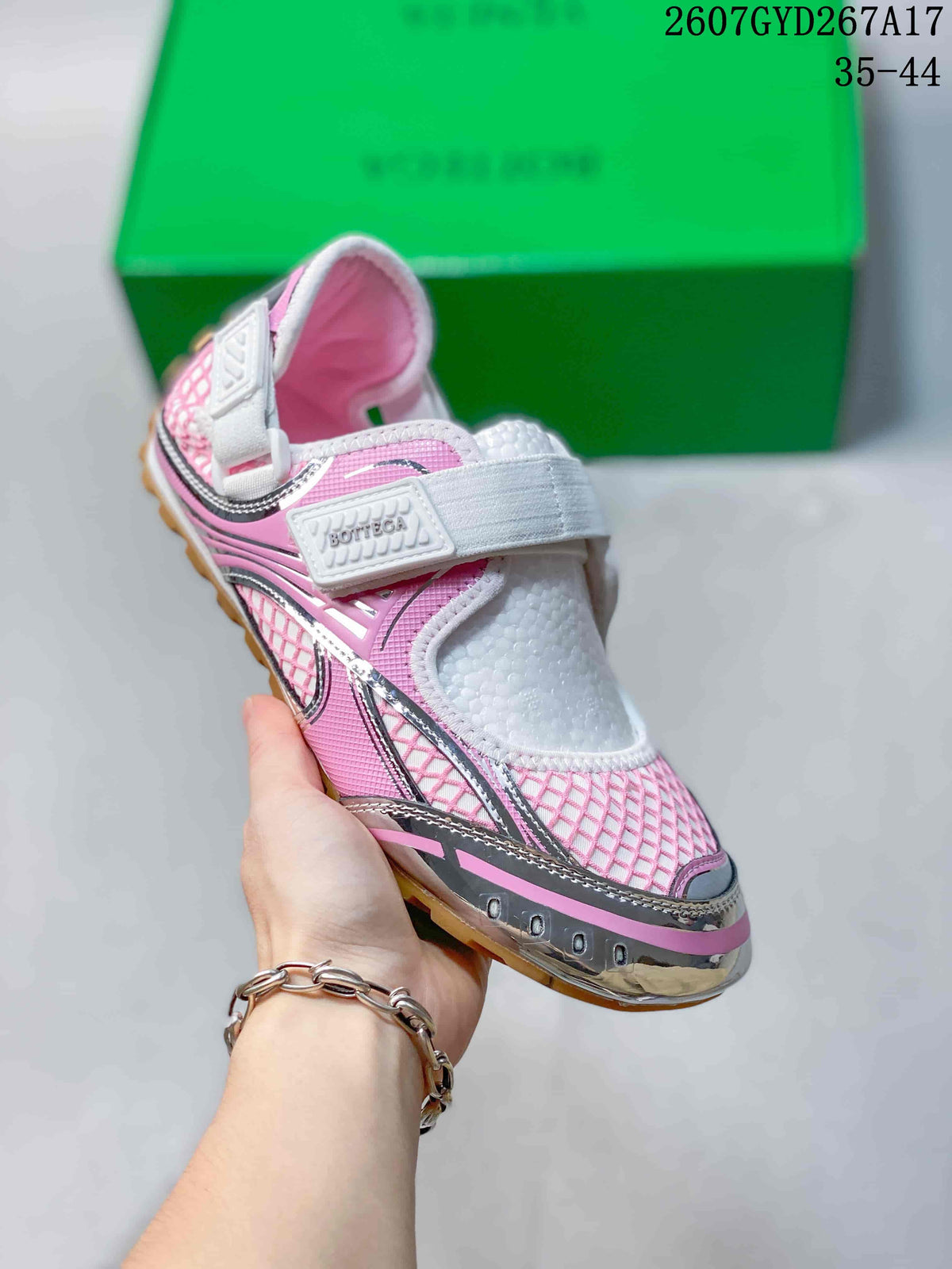 Bottega Veneta Orbit Flash Mary Jane Sneakers in Silver White - product image from the listing.