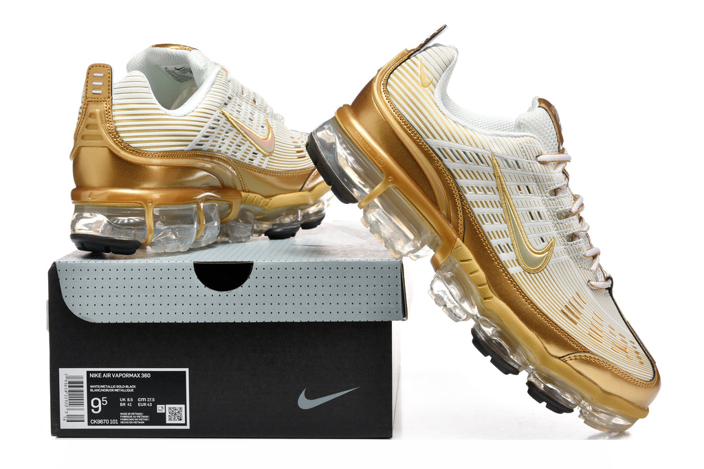 Nike Air VaporMax 360 in White Metallic Gold Black CK9670-101 - product image from the listing.