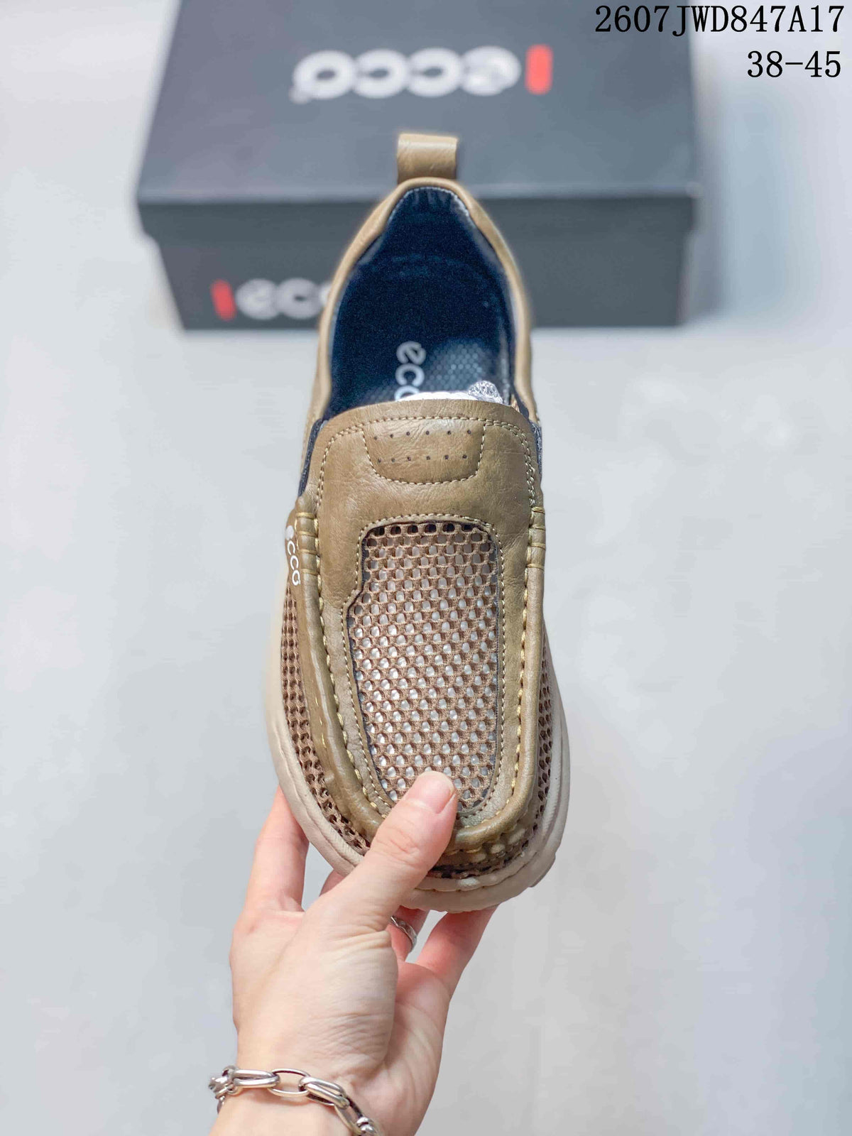 ECCO Slip-On Mesh Trainers Olive Tan 2607 JWD847A17 - product image from the listing.