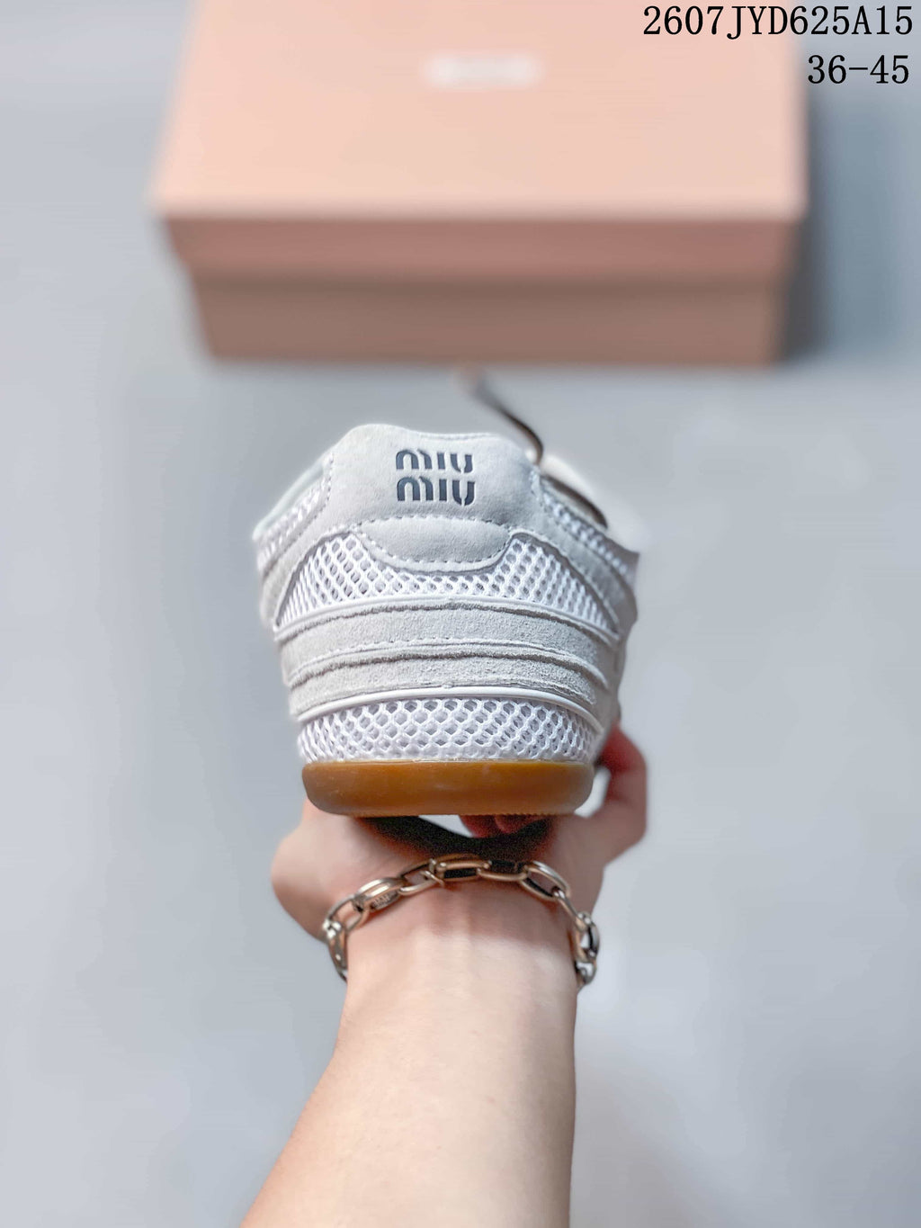 Miu Miu Gymnasium Low-Cut Sneakers White Grey Gum Sole - product image from the listing.