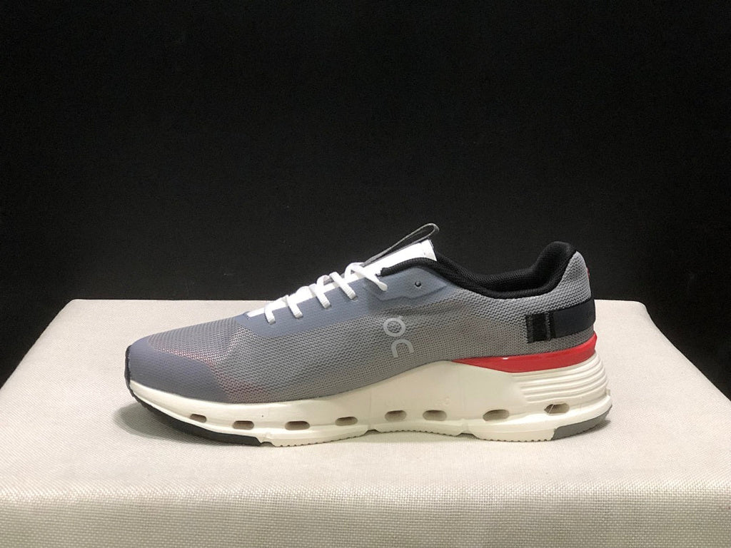 On Cloudnova Form 2 Sneakers in Fog in Gray and Red - product image from the listing.