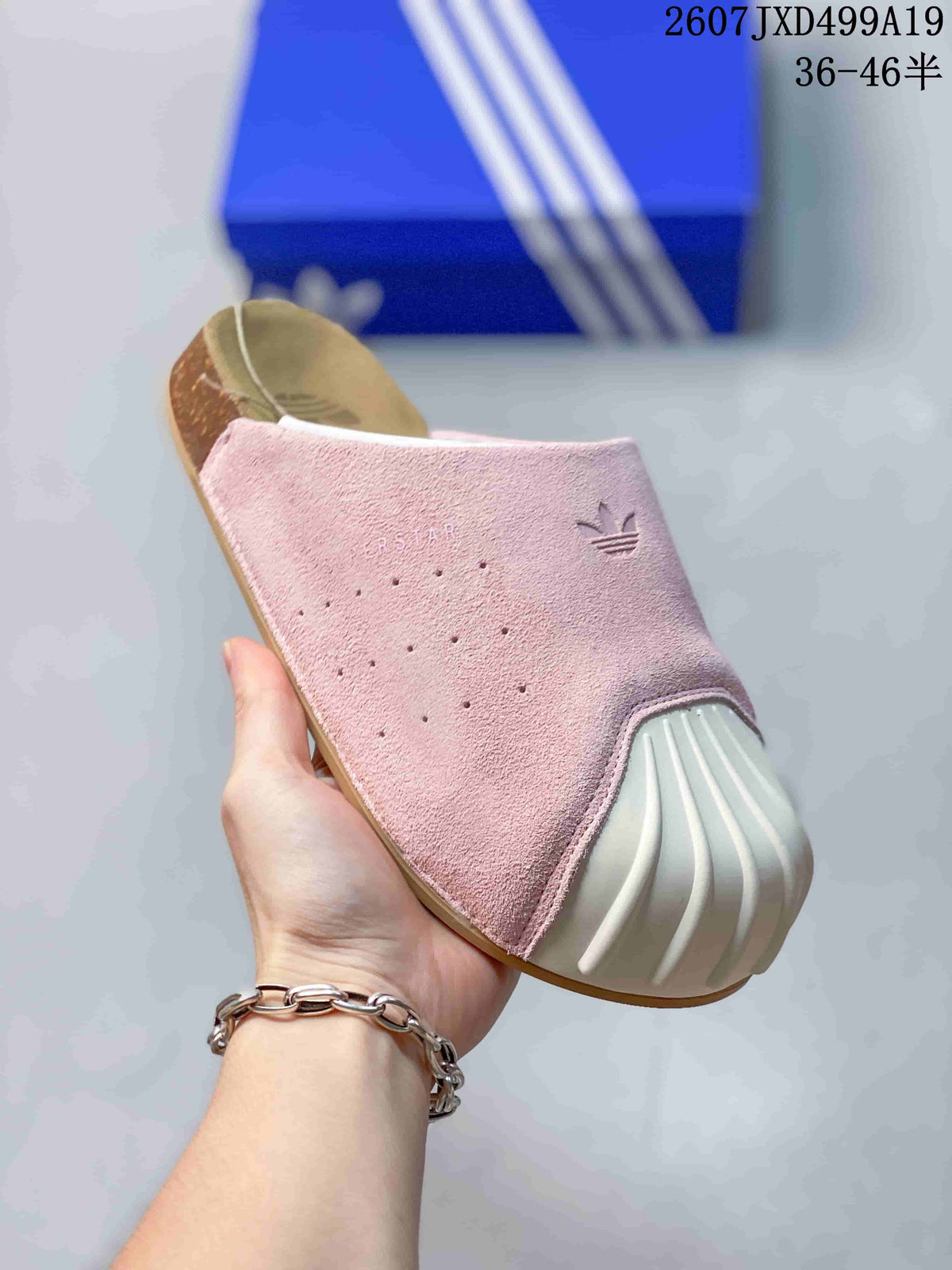 adidas Adimule Pink Closed-Toe Mule Trainers - product image from the listing.