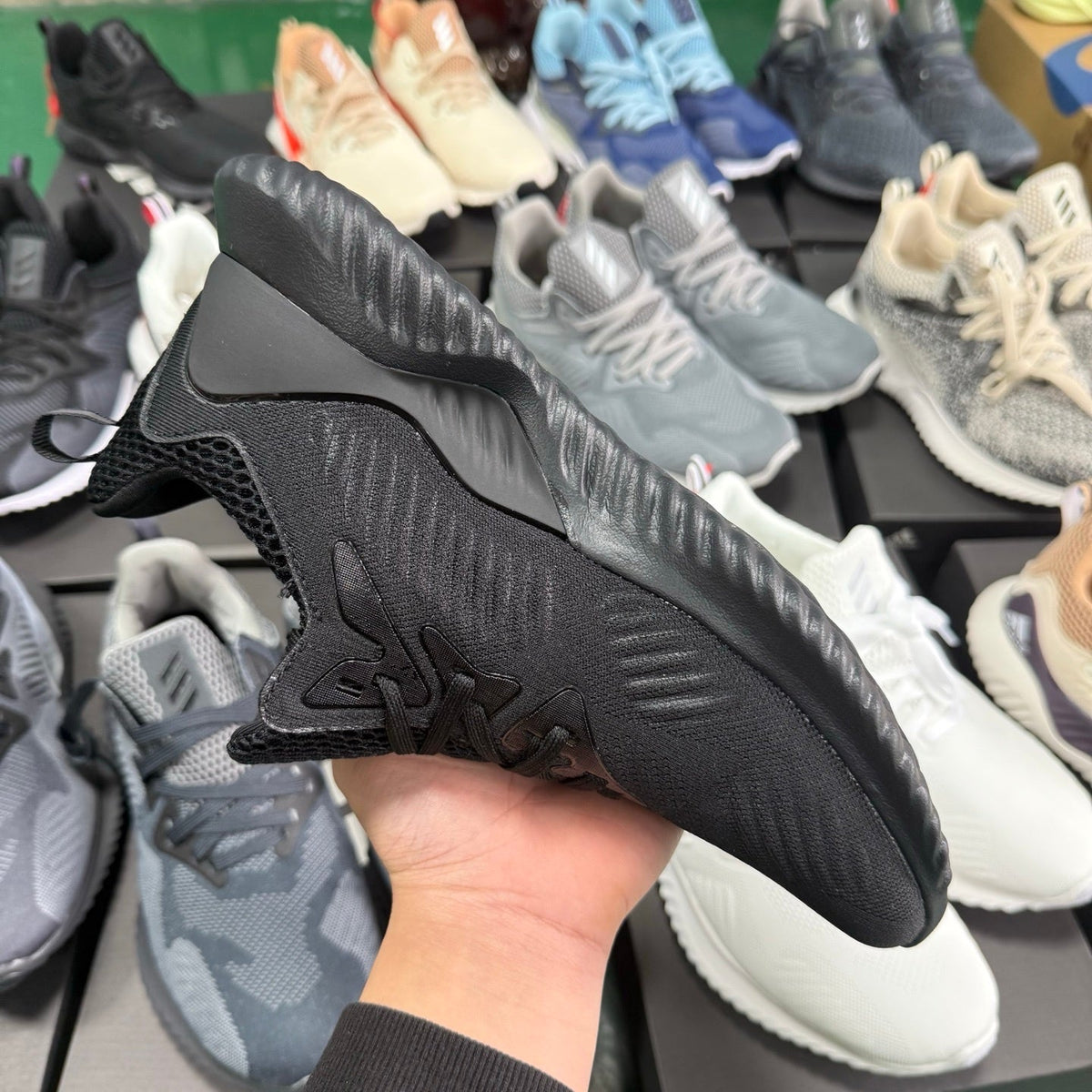 adidas Alphabounce AMSM Black Running-Style Trainers - product image from the listing.