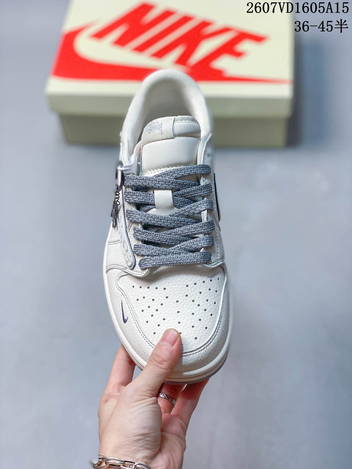 Nike SB Dunk Low LV-Print Sneakers in White Gray - product image from the listing.