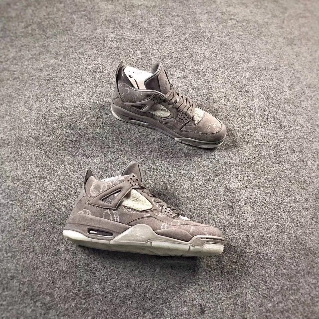 Grey Jordan 4 KAWS Sample High-Top Sneakers - product image from the listing.