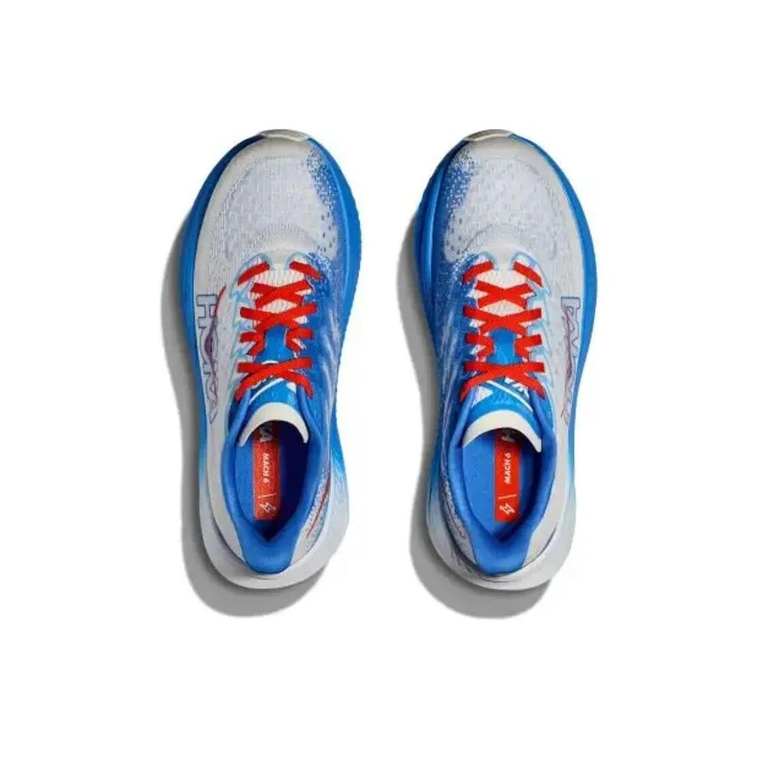 White and Blue HOKA Mach 6 Road Running Shoes - product image from the listing.