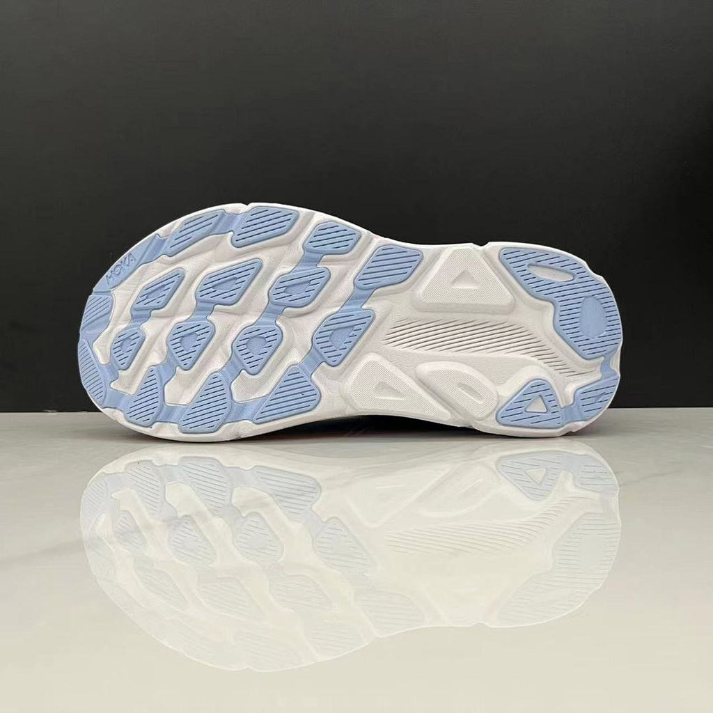 Blue and Orange HOKA Clifton 9 Running Shoes - product image from the listing.