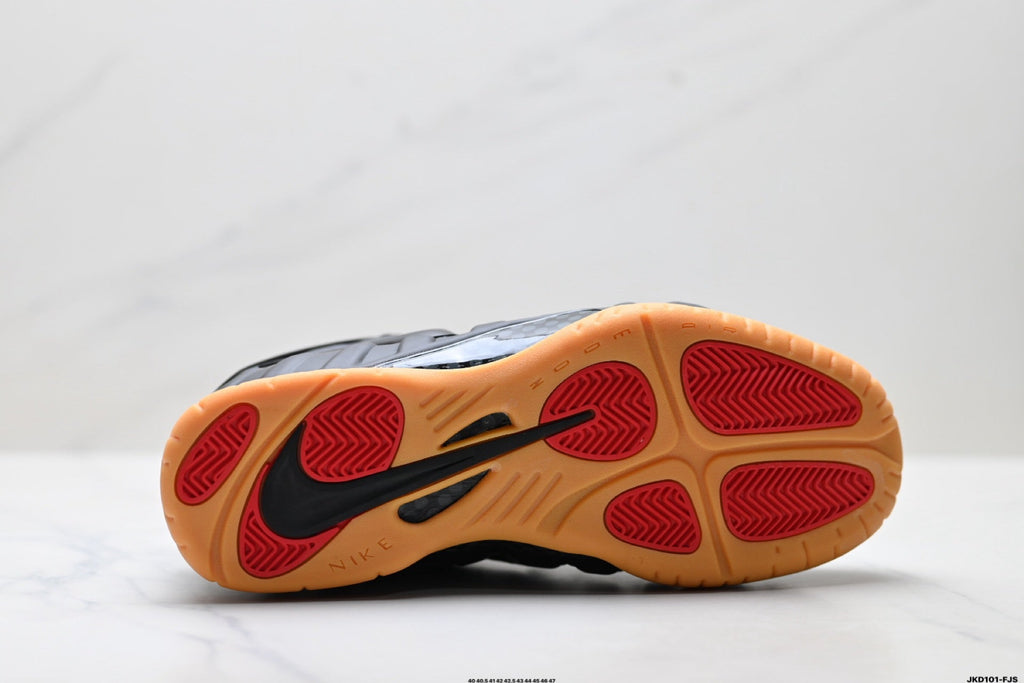 Nike Air Foamposite One Sneakers in Black Red Gum - product image from the listing.