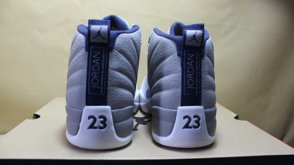 Air Jordan 12 GreyBlue High-Cut Sneakers - product image from the listing.