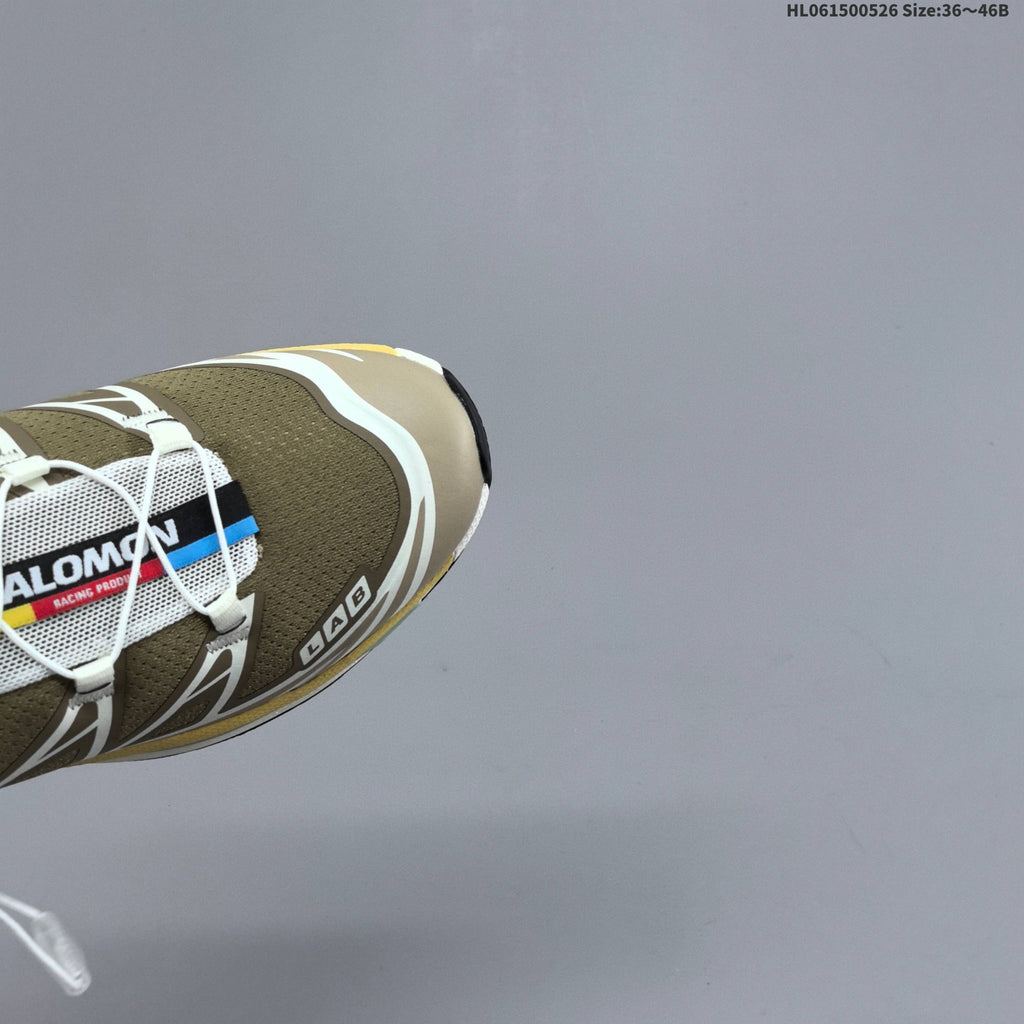 Olive and Beige Salomon XT-6 Trail Running Shoes - product image from the listing.