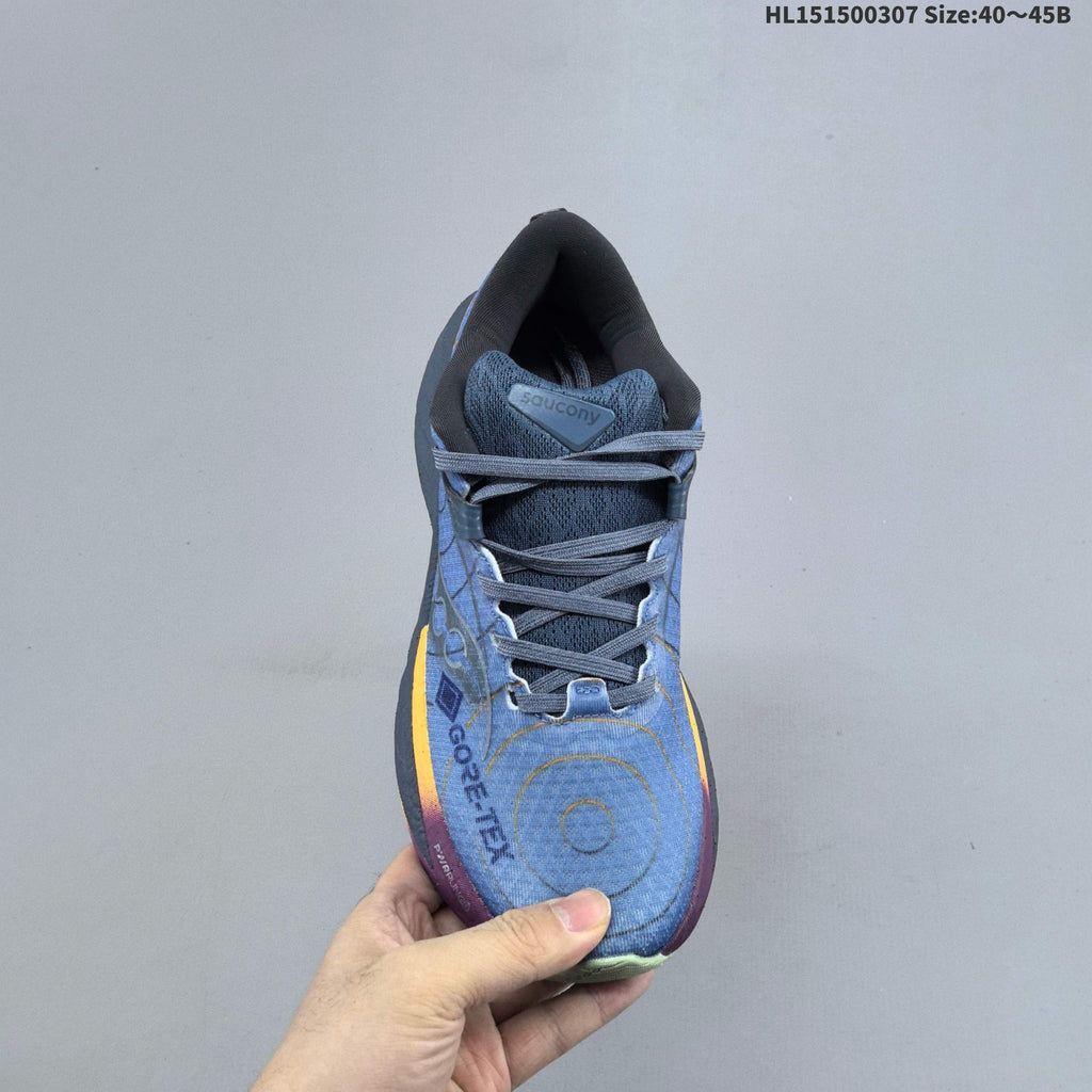 Blue and Orange Saucony Triumph 22 Running Shoes - product image from the listing.