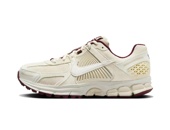 Sail and Burgundy Nike Zoom Vomero 5 Sneakers - product image from the listing.