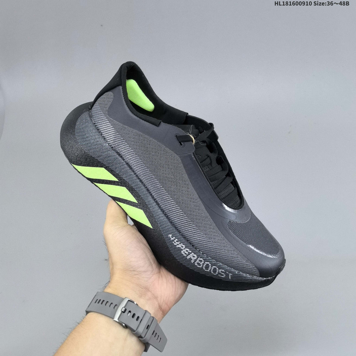 Adidas Hyperboost EDGE Running Sneakers in Black Gray KL1937 - product image from the listing.