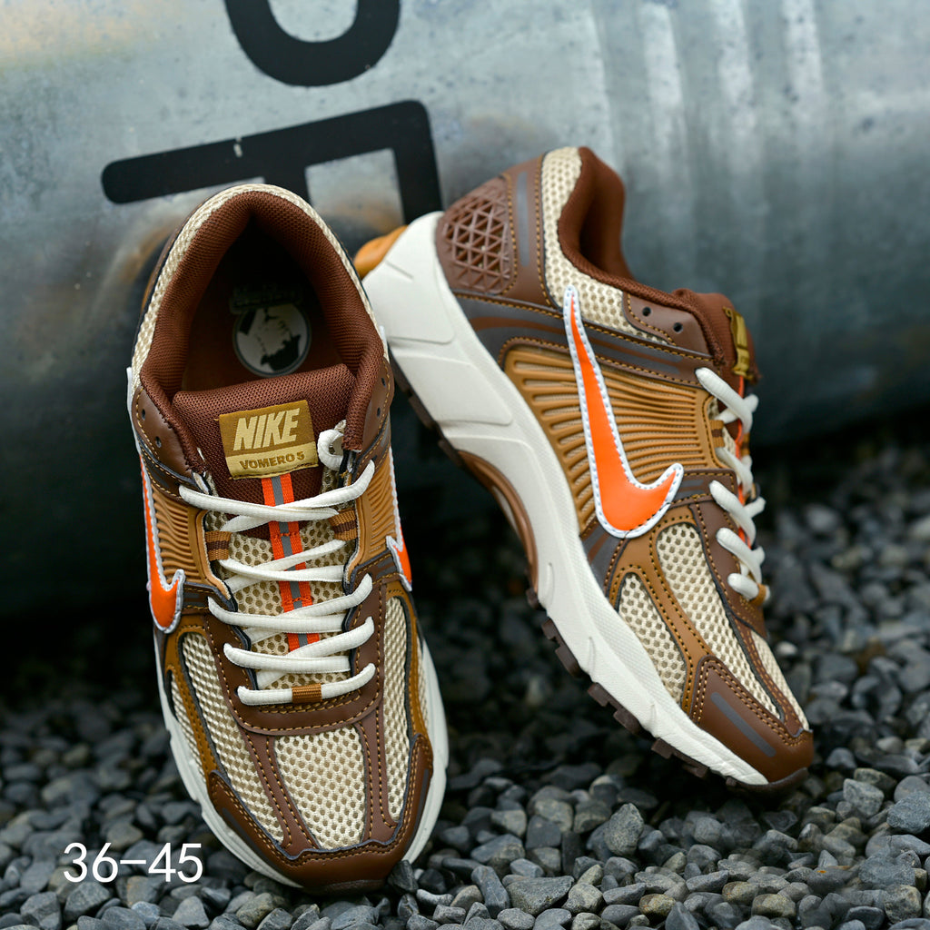 Brown and Orange Nike Air Zoom Vomero 5 Sneakers - product image from the listing.
