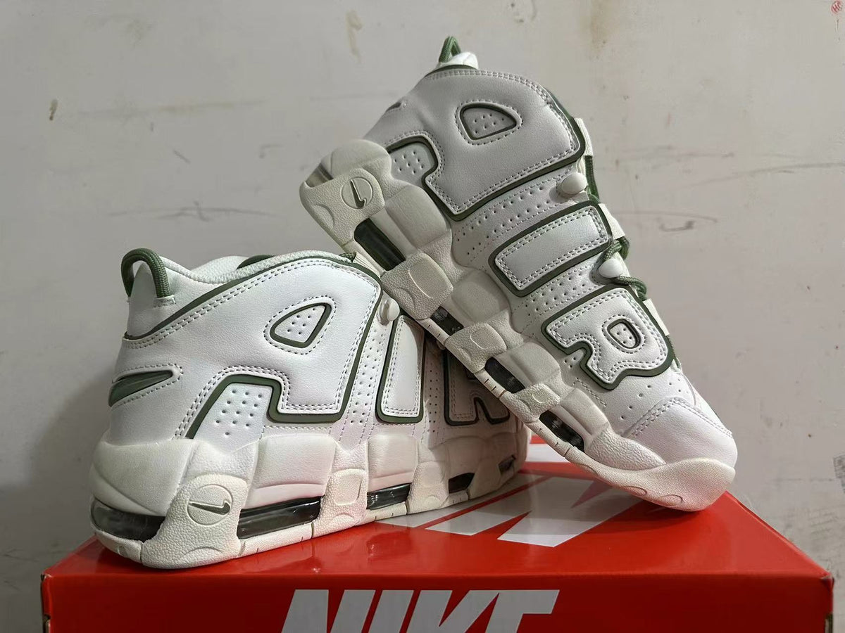 Nike Air More Uptempo Sneakers in White Green - product image from the listing.