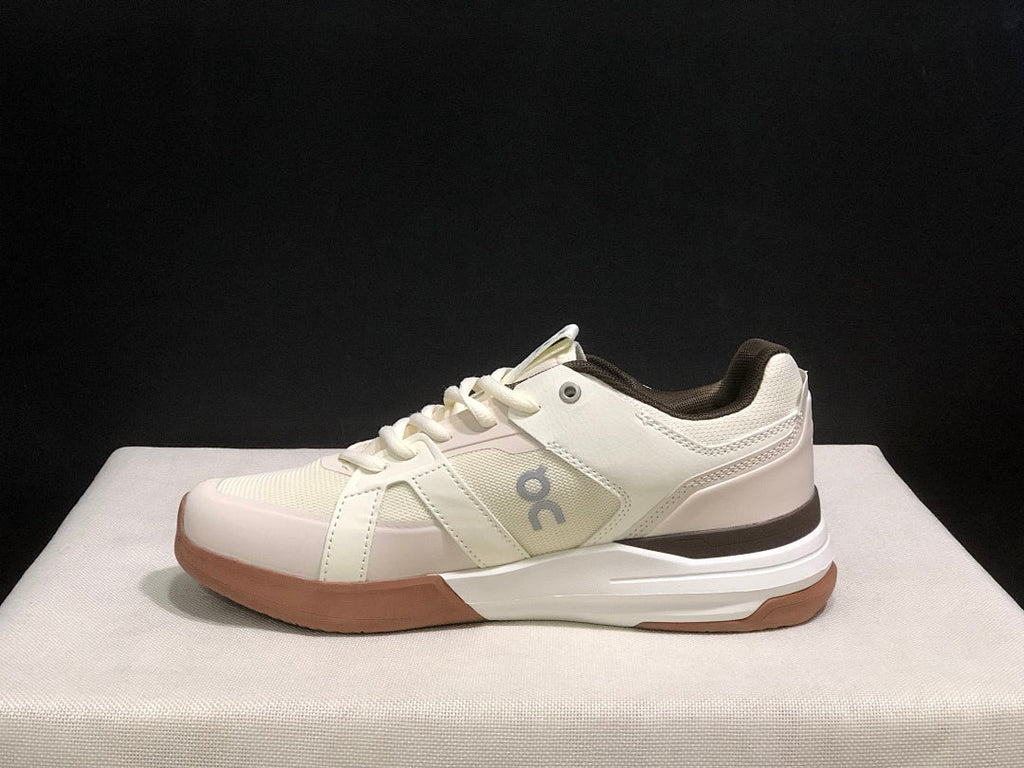 On THE ROGER Clubhouse Pro Tennis Shoes in White Brown - product image from the listing.