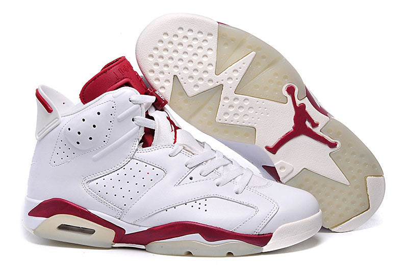 Air Jordan 6 Retro High Sneakers in White and Red - product image from the listing.