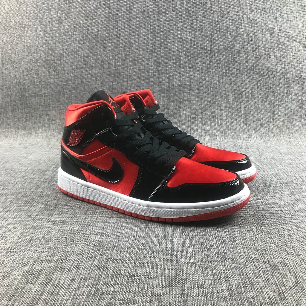 Air Jordan 1 Mid Sneakers in Black Red White BQ6472-600 - product image from the listing.