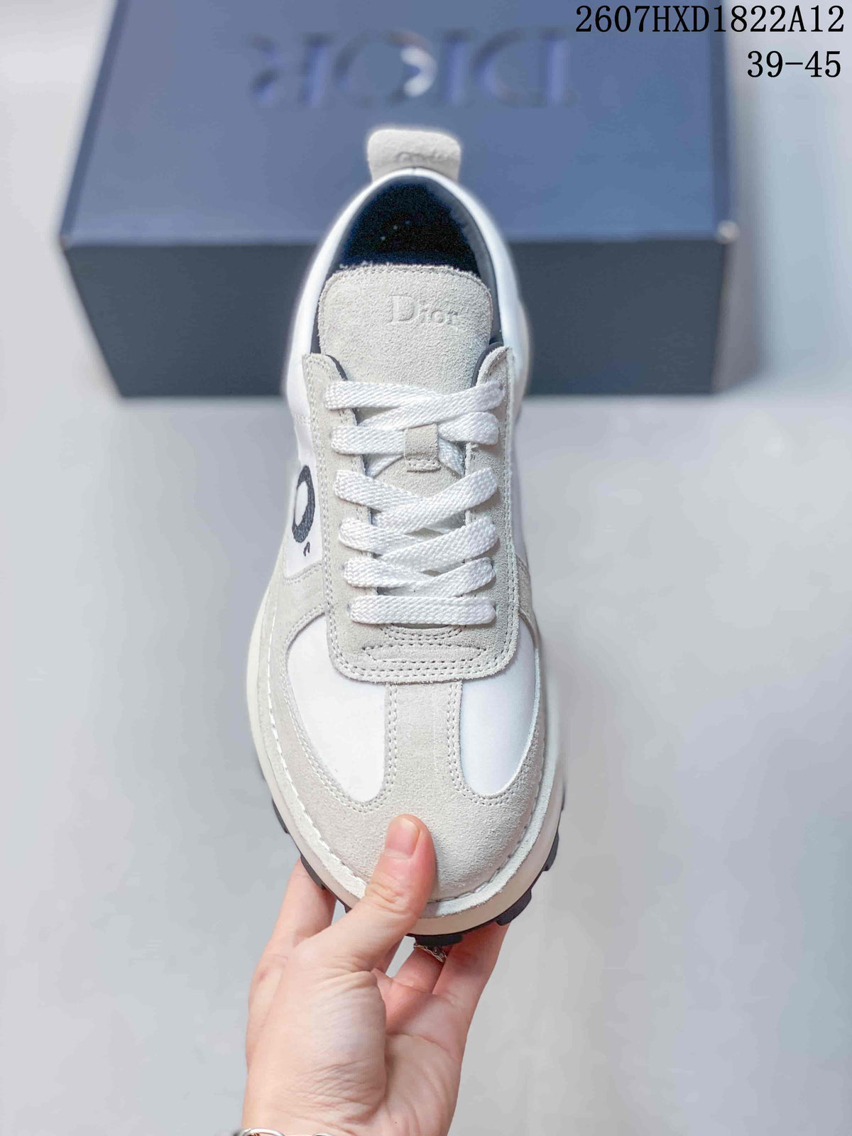 Dior Squash Retro Suede Trainers White Style 2607HXD1822A12 - product image from the listing.