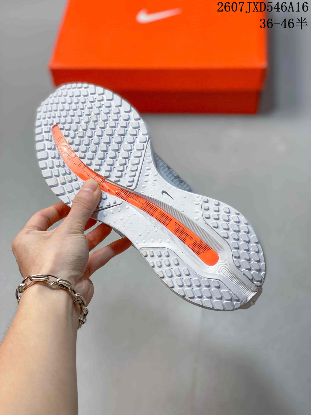 Nike Adult Sneakers in White Gray Orange - product image from the listing.