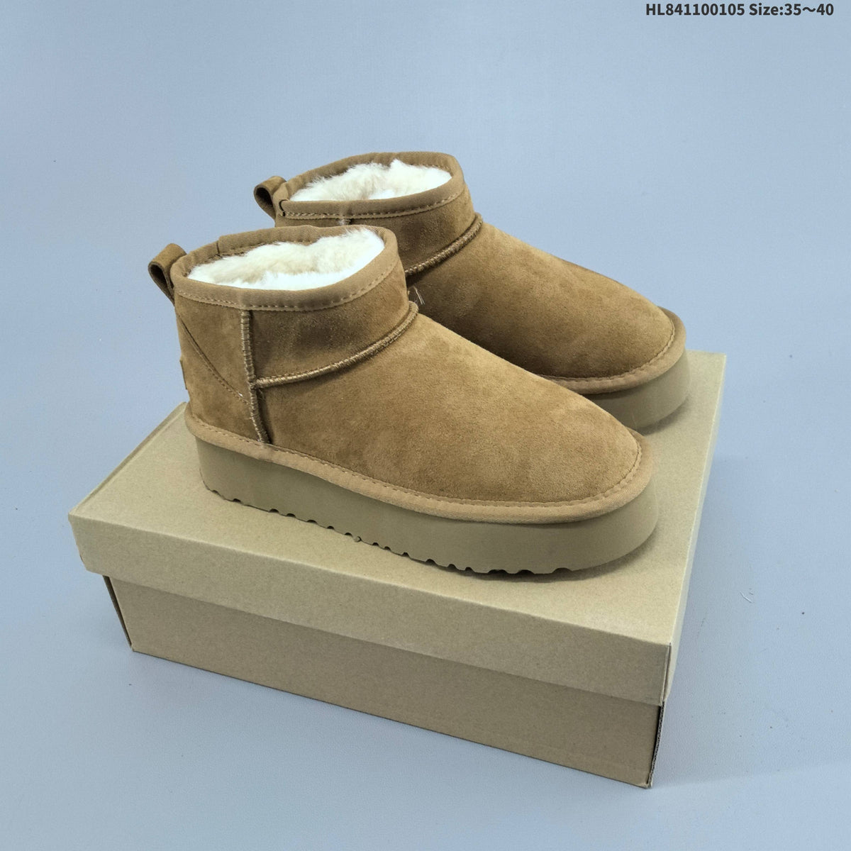 Chestnut UGG-Style Mini Platform Winter Boots - product image from the listing.