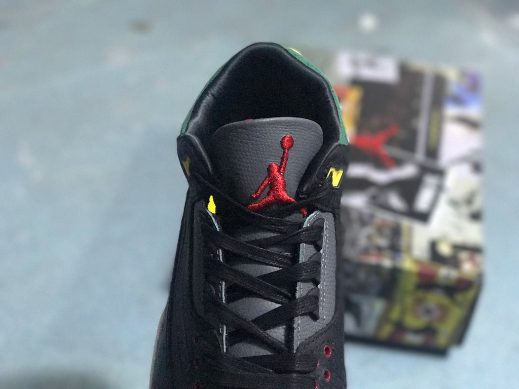 Air Jordan 3 Retro SE Sneakers Black Green Yellow - product image from the listing.