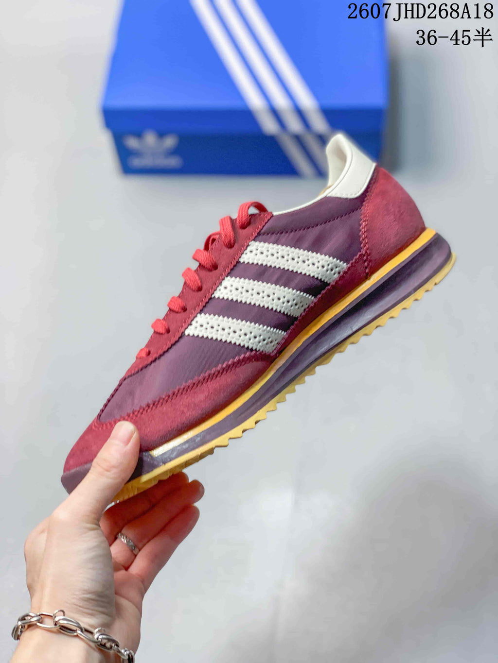 adidas Originals SL 72 Bob Marley Sneakers in Burgundy - product image from the listing.