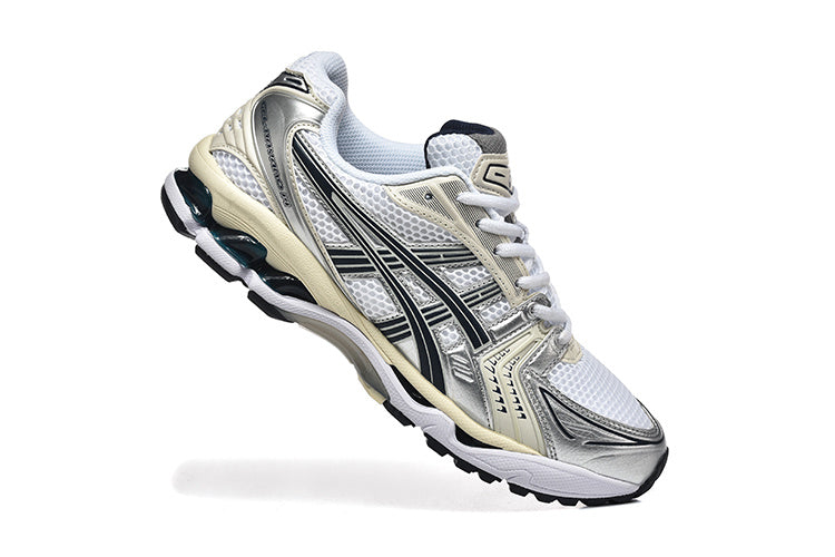 ASICS GEL-Kayano 14 Sneakers in White Silver Black - product image from the listing.