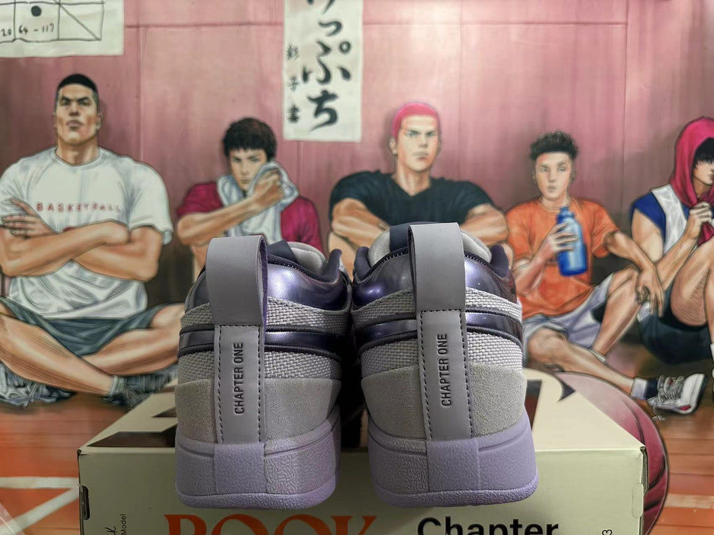Gray and Purple Nike Dunk Low Sneakers - product image from the listing.