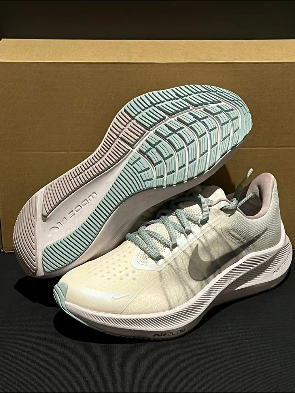 Nike Zoom Winflo 8 Running Shoes in White Silver DA3056-002 - product image from the listing.