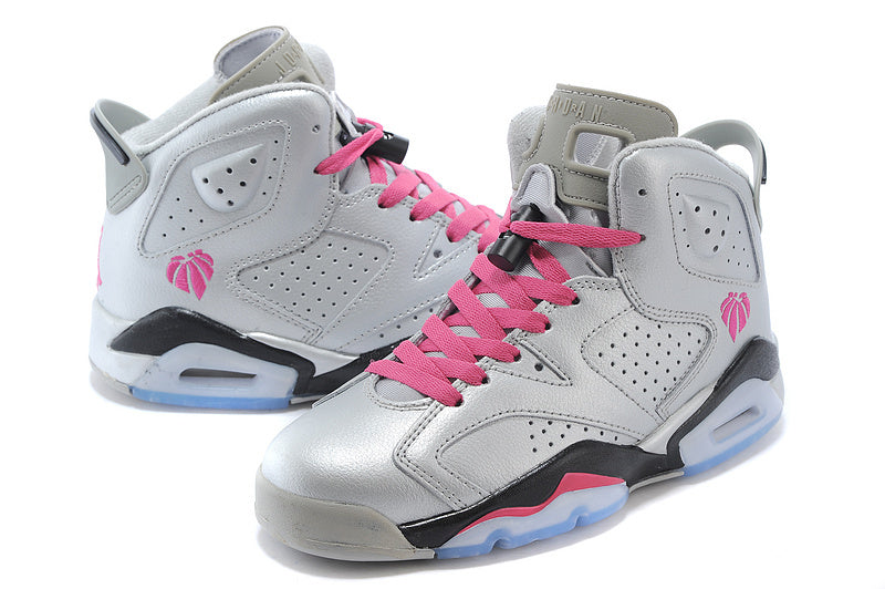 Air Jordan 6 High-Top Sneakers Pink Gray 543390-009 - product image from the listing.