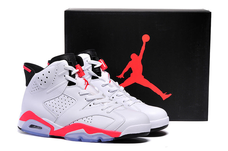 White and Infrared Basketball Sneakers - Air Jordan 6 High - product image from the listing.