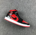 Air Jordan 1 Mid Sneakers in Black Red White BQ6472-600 - product image from the listing.