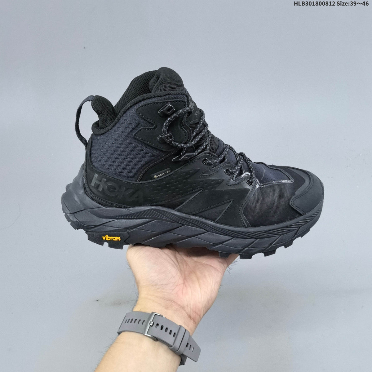 HOKA Kaha 2 GTX Mid Hiking Shoes in Black - product image from the listing.