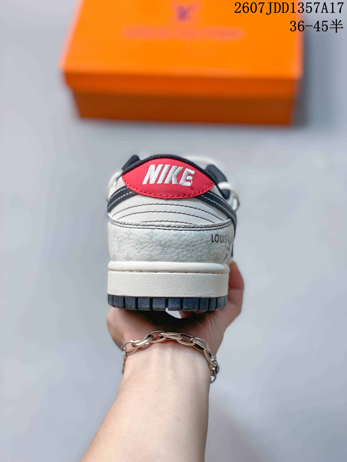 Nike SB Dunk Low White Black Double-Strap Trainers - product image from the listing.
