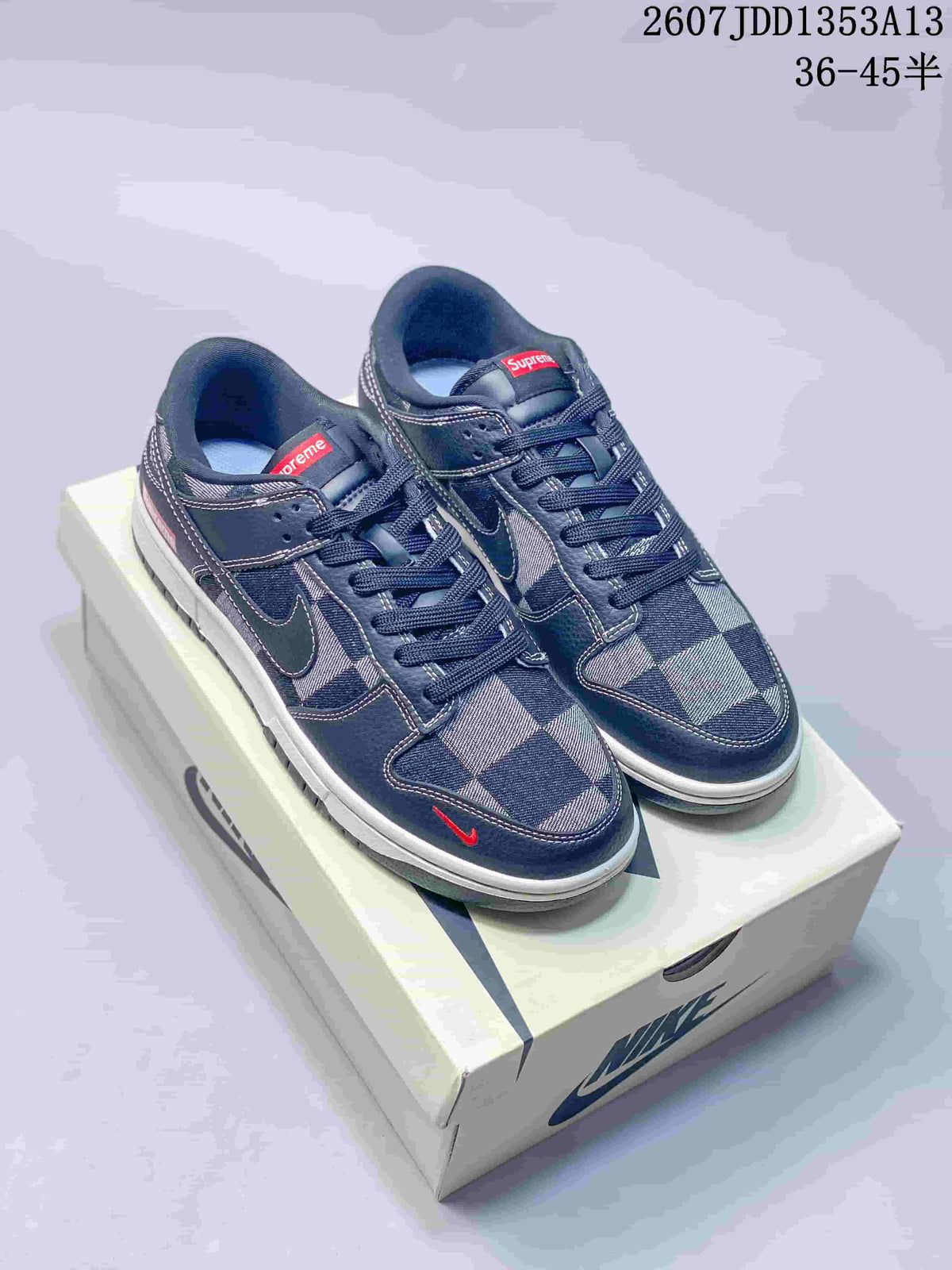 Nike SB Dunk Low Navy Plaid Trainers DD1353A13 - product image from the listing.