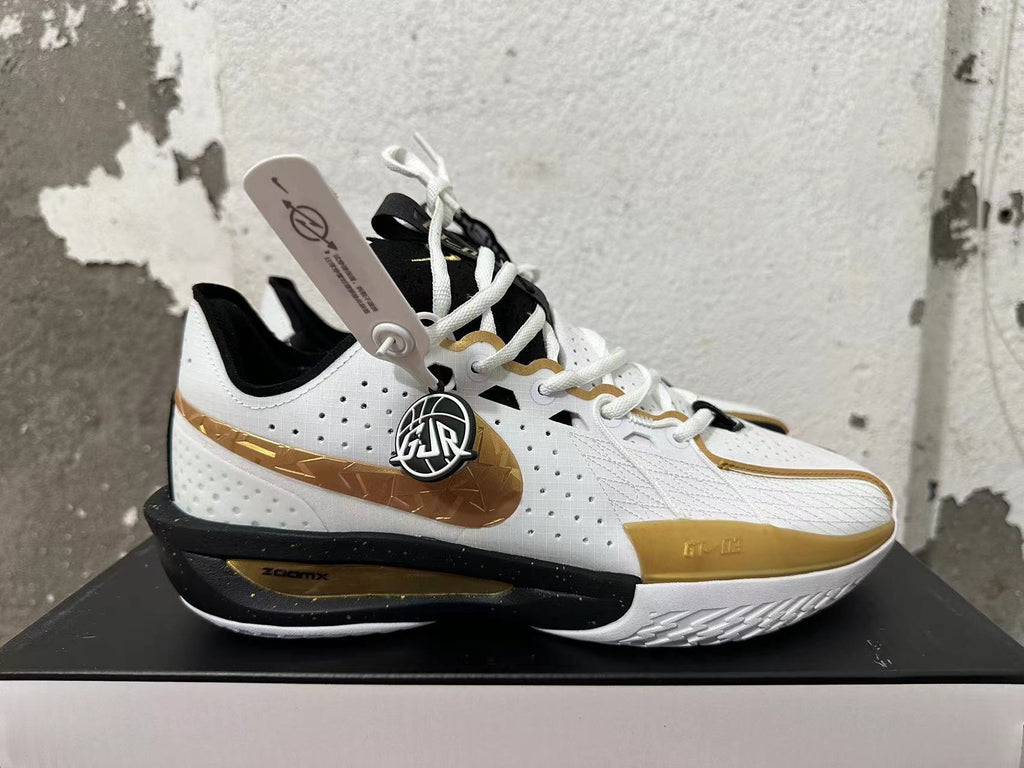 Nike Ja 1 Basketball Shoes in White Black Metallic Gold - product image from the listing.