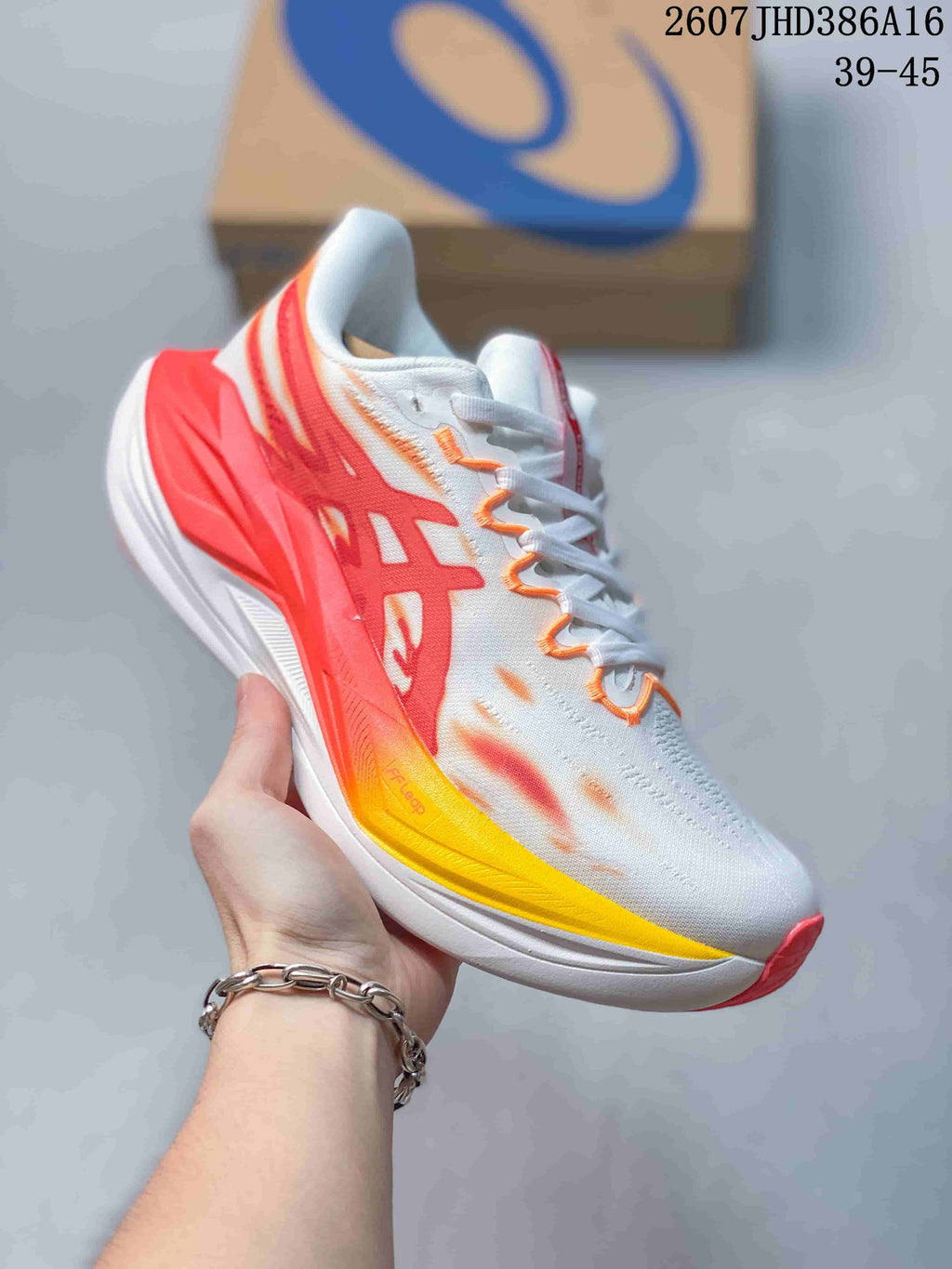 ASICS SUPERBLAST 3 Running Shoes in White Red Yellow 1013A188-003 - product image from the listing.